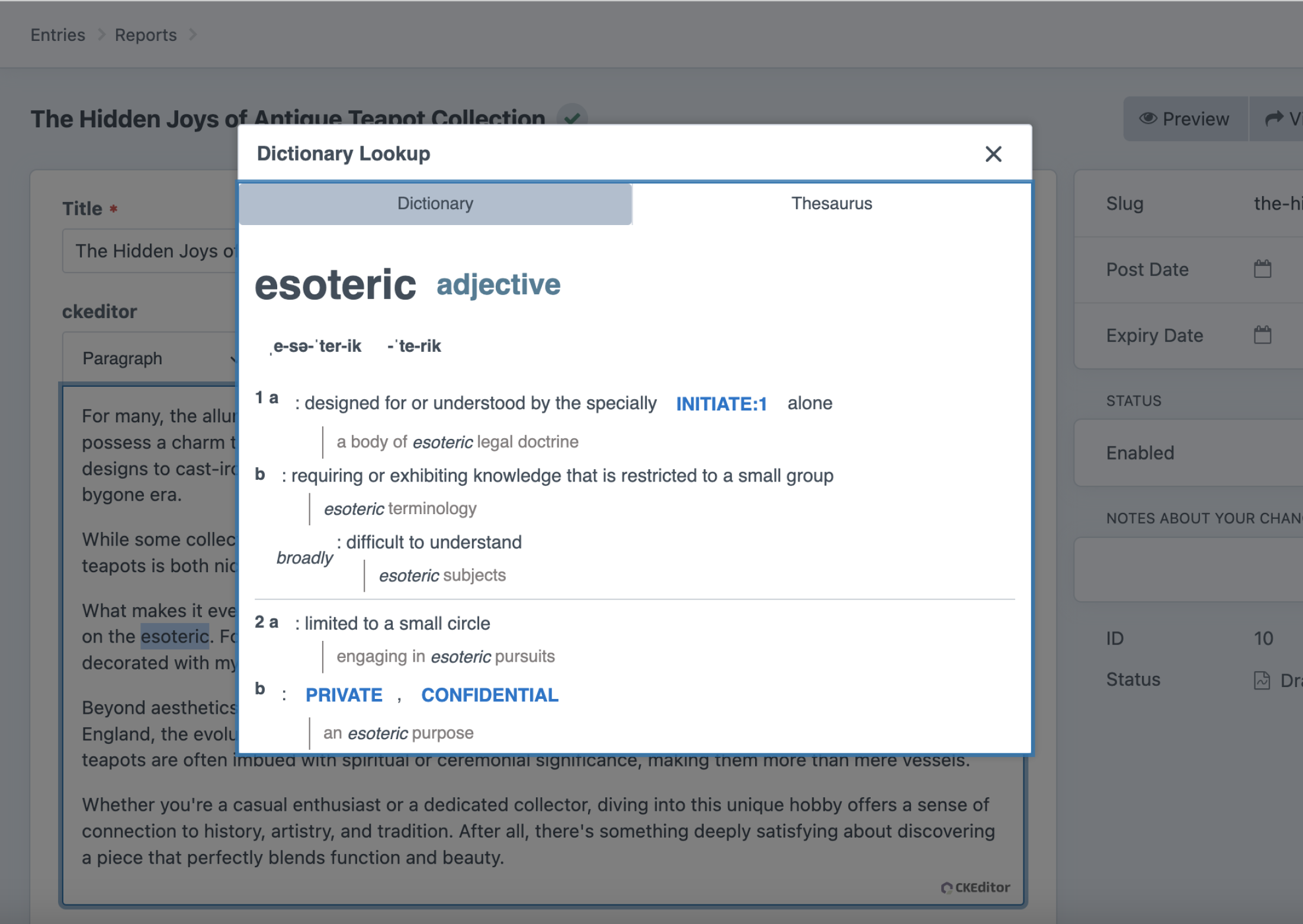 Parameter Thesaurus Thesaurus Lex